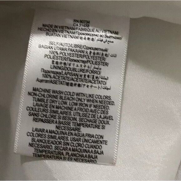 BCBG White Crepe Shift Dress XS Women A Line Sleeveless Cutout Mod VNeck Swing - Picture 8 of 16